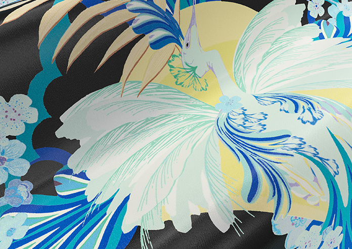 Faded Glamour, China Blue Black - Made To Measure Curtains - Image 4